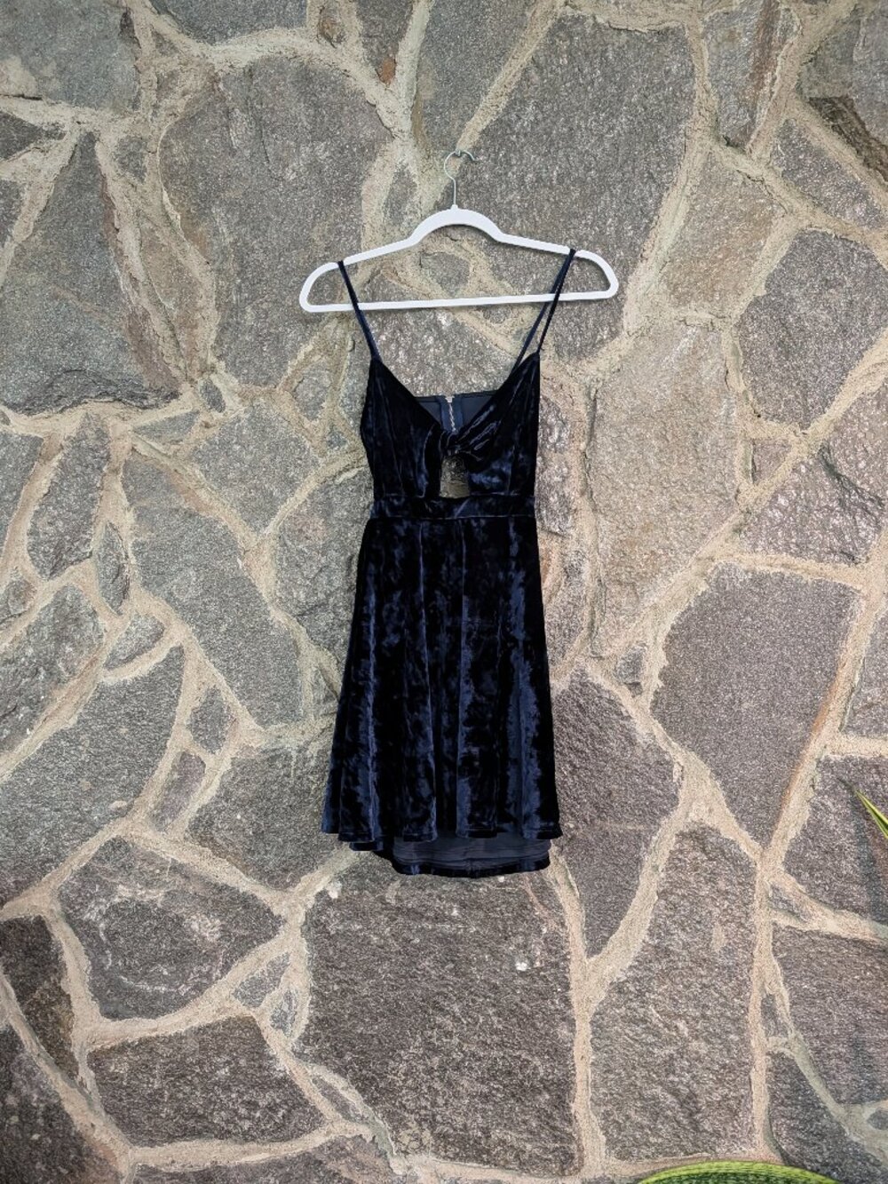 Dark Blue Velvet Mini Dress